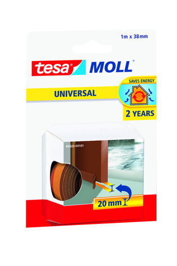 Tesa Moll General Purpose Door-Floor Wind Blocking Foam, 1m:38mm, Brown