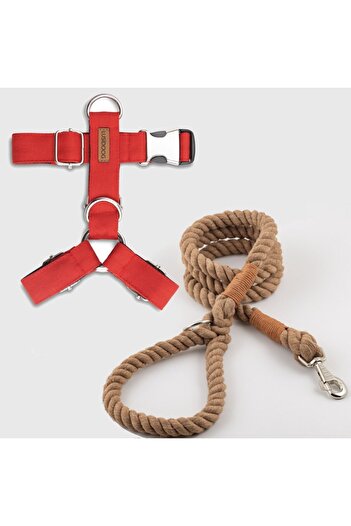 Lusi Doog Red Dog Collar Set - Chest Collar and Walking Rope