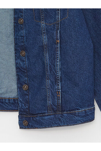 LC Waikiki Women's Jean Jacket - Shirt Collar, Solid, Long Sleeve