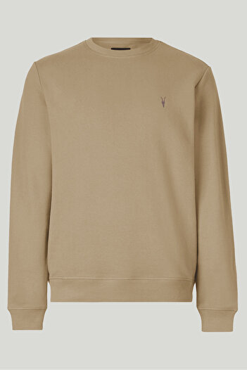 MAXIMILLIAN Κανονικό ανδρικό φούτερ με μπεζ Basic Crew Neck Relaxed