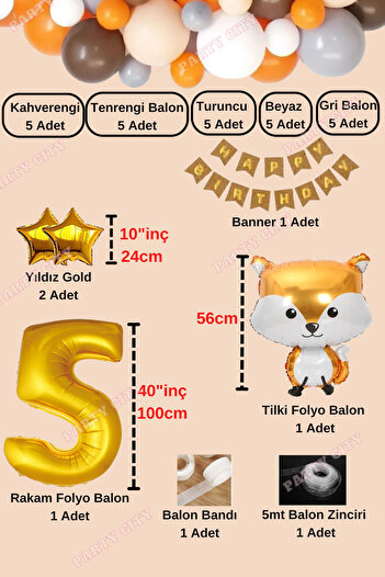 Party City Σετ γιορτής γενεθλίων με μπαλόνι με θέμα Fox Age 5