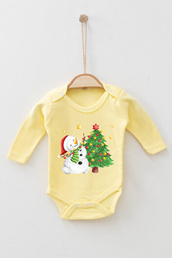 ADABEBEK 100% Cotton Snowman Christmas Long Sleeve Bodysuit Baby Bodysuit