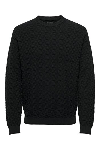 Only & Sons Onskalle Black Braid – Reg 12 Struc Crew, Noos 22026559