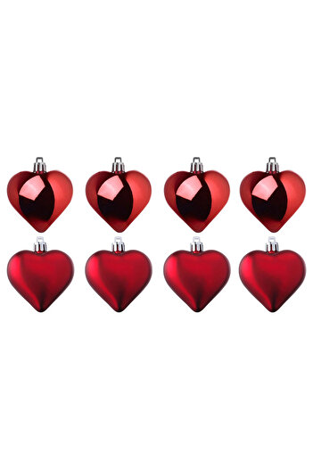 IKEA Red Heart Christmas Tree Ornament - 6 Cm, 8 Pieces, Unbreakable