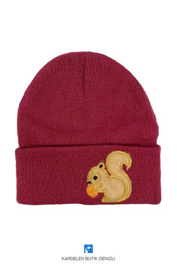Kardelen Butik Denizli Cute Animal Embroidered Children's Beanie