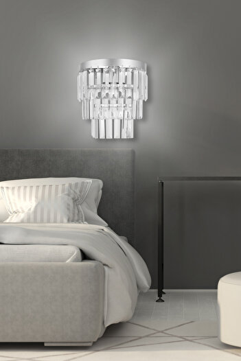 Birsen Aydınlatma 1-Piece Silver Crystal Stone Sconce - Bedroom - Living Room - Kitchen - Hall