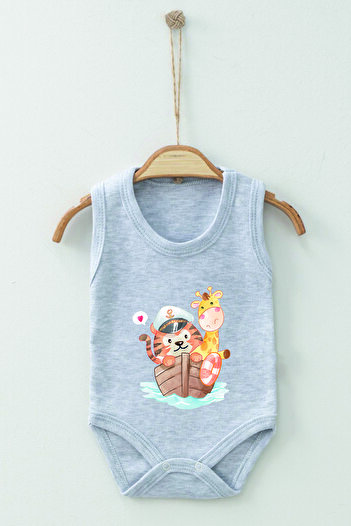 ADABEBEK 100% Cotton Organic Sailor Cat Strappy Bodysuit Baby Bodysuit
