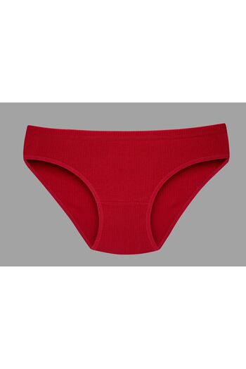 Ramior Set de 5 chiloți de bikini 100% bumbac, colorați, cu nervuri, cu talie specială (roșu-albastru marin-negru-alb-roz)