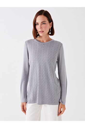 LC Waikiki Long Sleeve Crew Neck Patterned Women's Knitwear Sweater