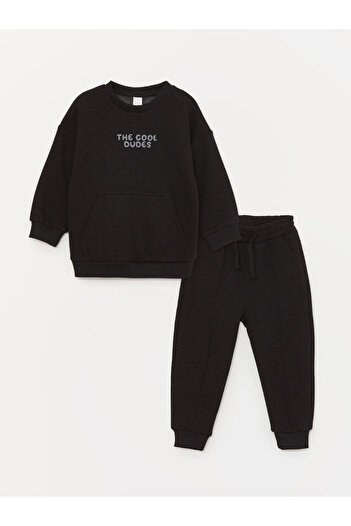 LC Waikiki Crew Neck Sweatshirt and Sweatpants for Baby Boy - Set of 2