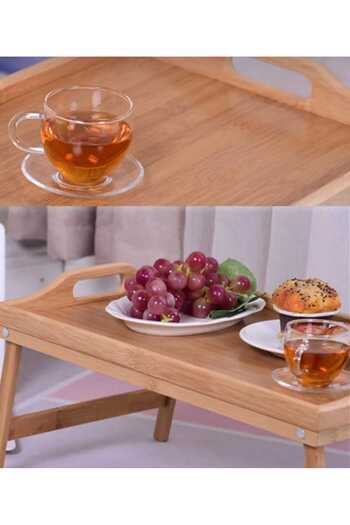ÖZGLASS DEKOR Bamboo Bed Enjoyment Tray with Folding Legs, Portable Tray GLS-DKR AYAKLITEPSİ-1