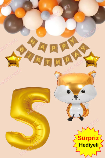 Party City Σετ γιορτής γενεθλίων με μπαλόνι με θέμα Fox Age 5