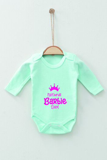 ADABEBEK 100% Cotton Organic Crown Long Sleeve Bodysuit Baby Bodysuit