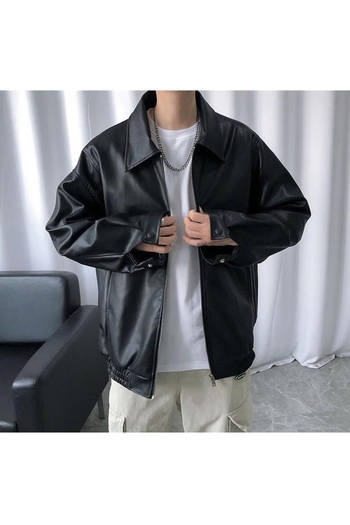 Touz Streetwear černá oversize kožená bunda