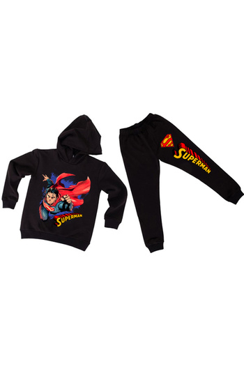 Superman children's tracksuit set cotton fabric hooded