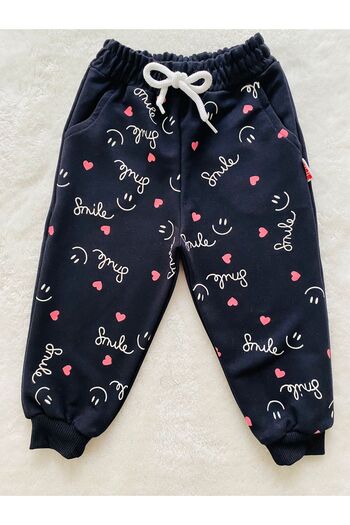 bediş baby clothes smile heart printed baby girl and child single sweatpants with pockets 1/2/3/4 years