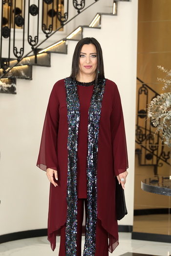 FUVAL MODA Rengin 3-Piece Large Size Hijab Evening Dress Set
