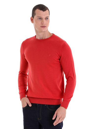 Hatemoğlu Tile Regular Fit Plain Crew Neck 100% Cotton Knitwear Sweater