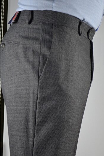 Bomonti Men's K Black Thin Patterned Flexible Fabric Trousers