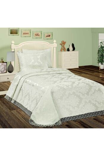 Prestij Home TEKSTİL FRENCH GIPURED SINGLE PERSON BED COVER - CREAM