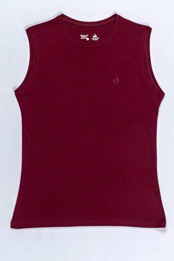 BSM Men's Claret Red Modal Cotton Crew Neck Sleeveless T-shirt