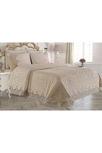 Lalin Dizayn French Lace Blanket Set 6 Pieces (BROWN)