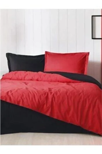 Özdilek Single Colormix Red Black Patternless Plain Duvet Cover Set