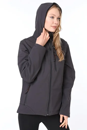 GHASSY CO. Women's Water Windproof Softshell Dark Gray Sport Coat