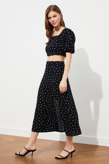 Trendyol Collection Black Polka Dot Top and Bottom Set TWOSS20AU0097