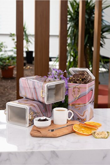 EVLE Efb21ı0 Rectangular Lockable Storage Container 75x100x150 Set of 3, Liquid Pink