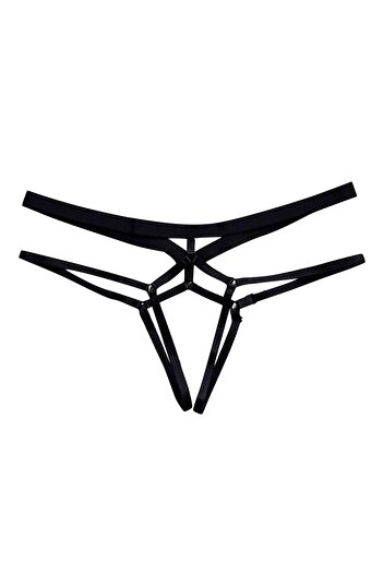 lovebox Black Fancy Harness String Thong