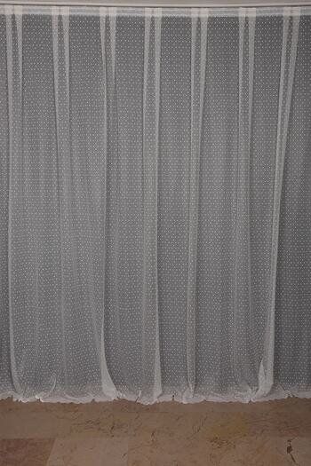 AKÇA TEKSTİL Sparse Pointed Cream Color Single Wing Ready-made Planted Pleated Background Curtain 300*260 Cm