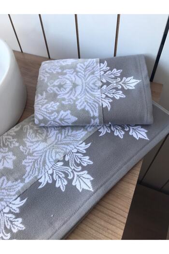 Özdilek Ayda Velvet Hand and Face Towel (2-Piece Gray)