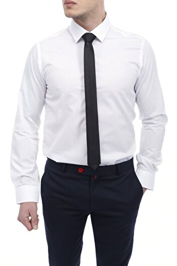 RAVANELLI White Extra Slim Fit Long Sleeve Men's Shirt