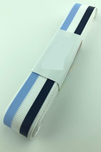 Hobigram Navy Blue Baby Blue Line Printed Grosgrain Κορδέλα – Κορδέλα, Κομψό Σχέδιο, Γυναικείο Αξεσουάρ – Κορδέλα