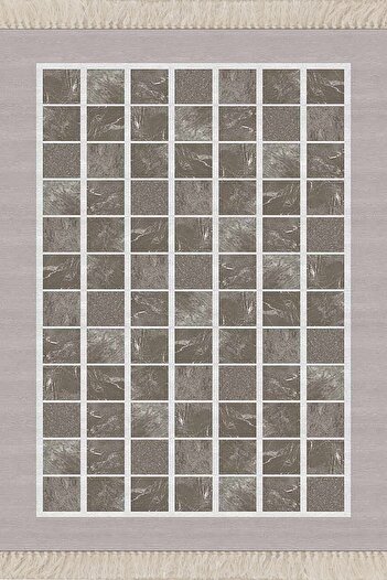 on the clouds Geometric Square Block Pattern - Digital Printing and Washable Non-Slip Base Living Room Runner