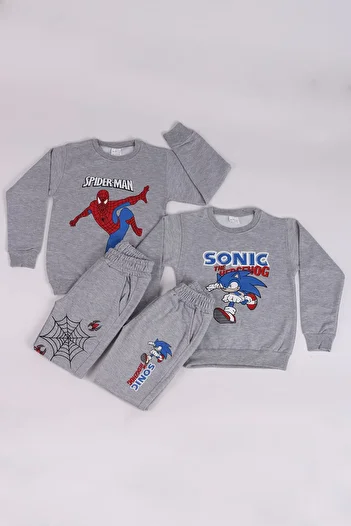 COSBA kids wear Σετ φόρμας 2 τεμαχίων για αγόρια με στάμπα Sonic and Spiderman