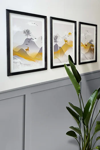 Tooall Nature Pattern Painting Set (3'Kkich): Mdf with Black Wooden Frame, Uv Printed