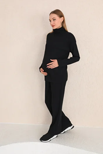 Miss Dünya Lissa Women's Turtleneck Soft Fabric Maternity and Maternity Tracksuit Set