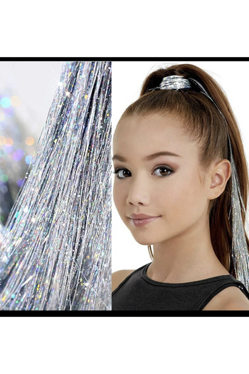 NEHİRDEN Hair Sparkle Silver Color Hair Tinsel Heat Resistant