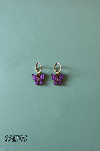 Saltos Pink Butterfly Gold Earring Birthday Gift Earrings for Lover Earrings Butterfly Women's Gold Earrings Gift