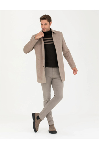 Pierre Cardin Light Brown Slim Fit Stamp Coat G021SZ0KS.0001668724VR002