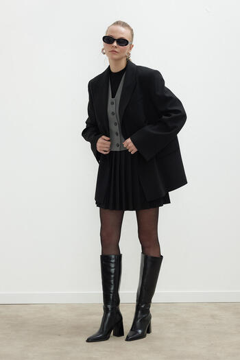 Manuka OVERSIZED DOUBLE-BREASTED BLAZER JACKET BLACK