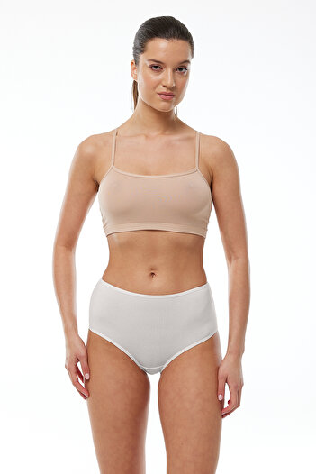 Malabadi Women's Ecru 2 Pack Modal High Waist Bato Slip Panties 1030