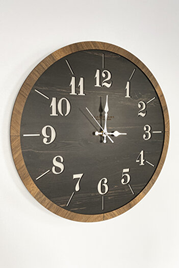 Blackframe Wood Style - Black & Dark Oak - 45cm Wall Clock