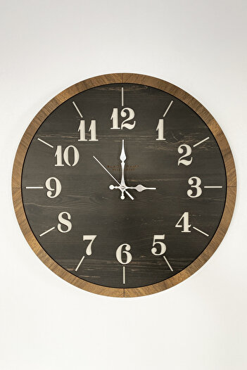 Blackframe Wood Style - Black & Dark Oak - 45cm Wall Clock