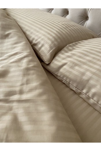 Zeren Home Elastic Sheet 100% Mercerized Cotton Satin Striped Single Duvet Cover Set