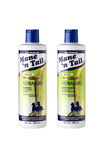MANE'N TAIL Herbal Gro Nourishing Strengthening Keratin Plant Extract Shampoo Conditioner Set of Two 355 ml