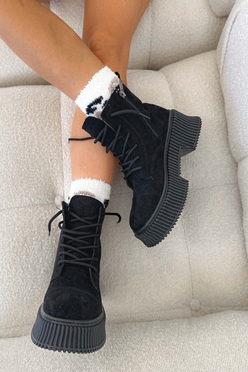 Shoebutik Μπότες Lazy Black Suede