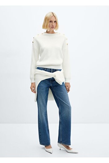 MANGO Woman Ribbed Buttoned Sweater